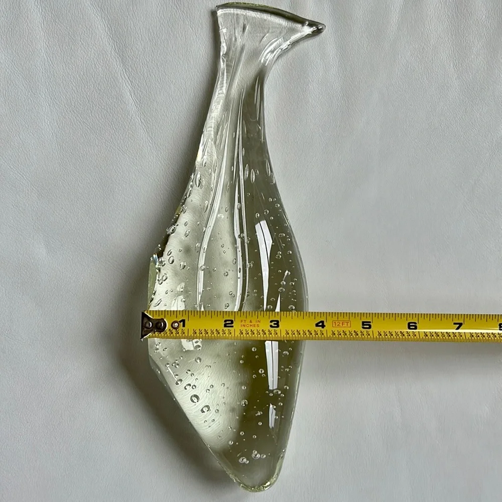 Bubble Clear Glass Fish Paperweight / Decor Art